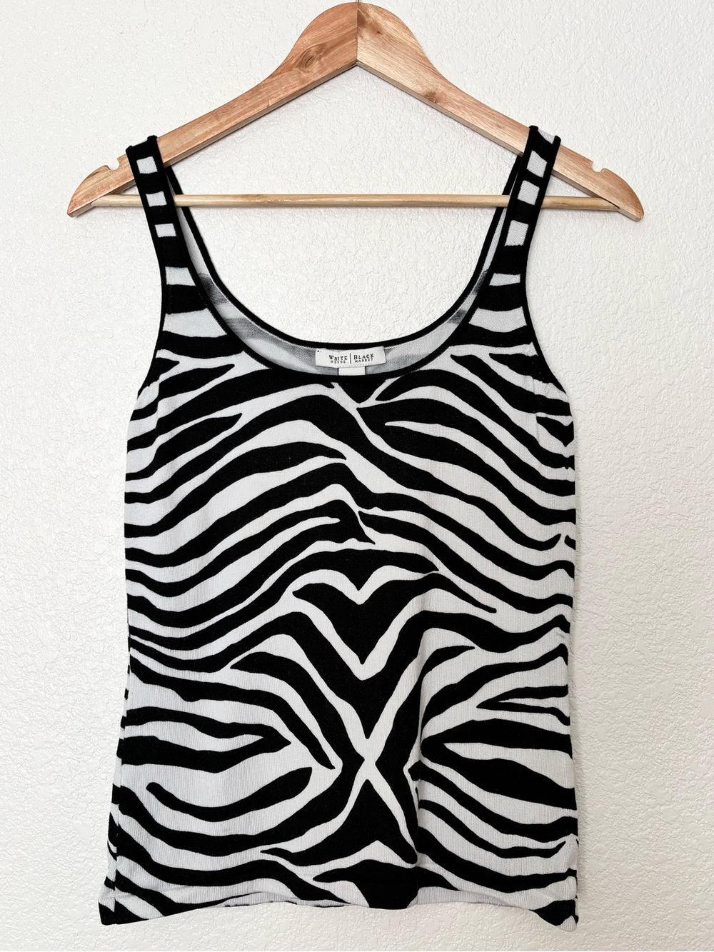 White House Black Market Zebra Print Tank | Small | Black & White